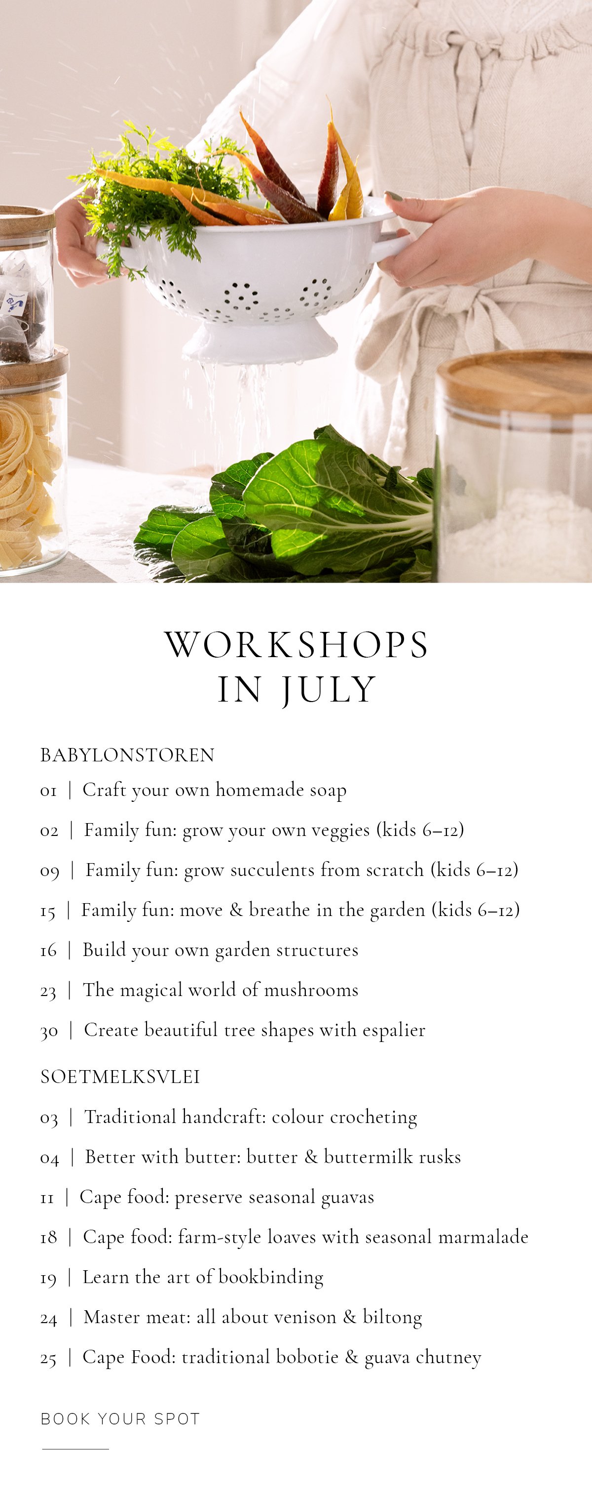 Workshops in July